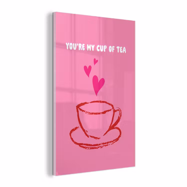 Glasbild - Tee - Rosa - Valentinstag - Text — 1