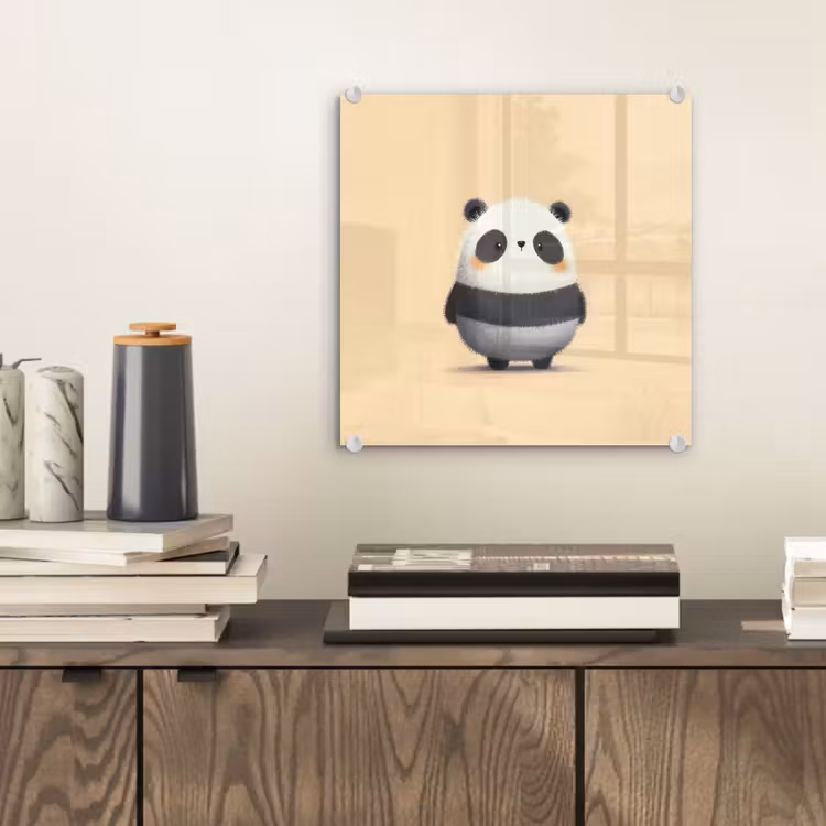 Glasbild - Panda - Beige - Minimalistisch — 2