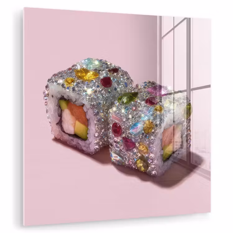 Glasbild - Sushi - Röllchen - Steine - Bunt — 1