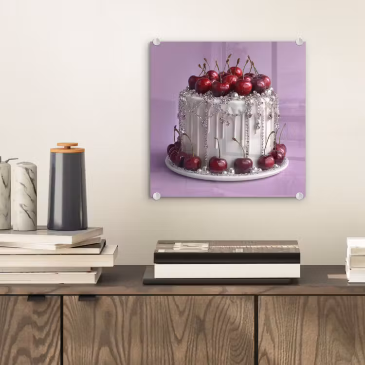 Glasbild - Torte - Kirsche - Schmuck - Rot — 2