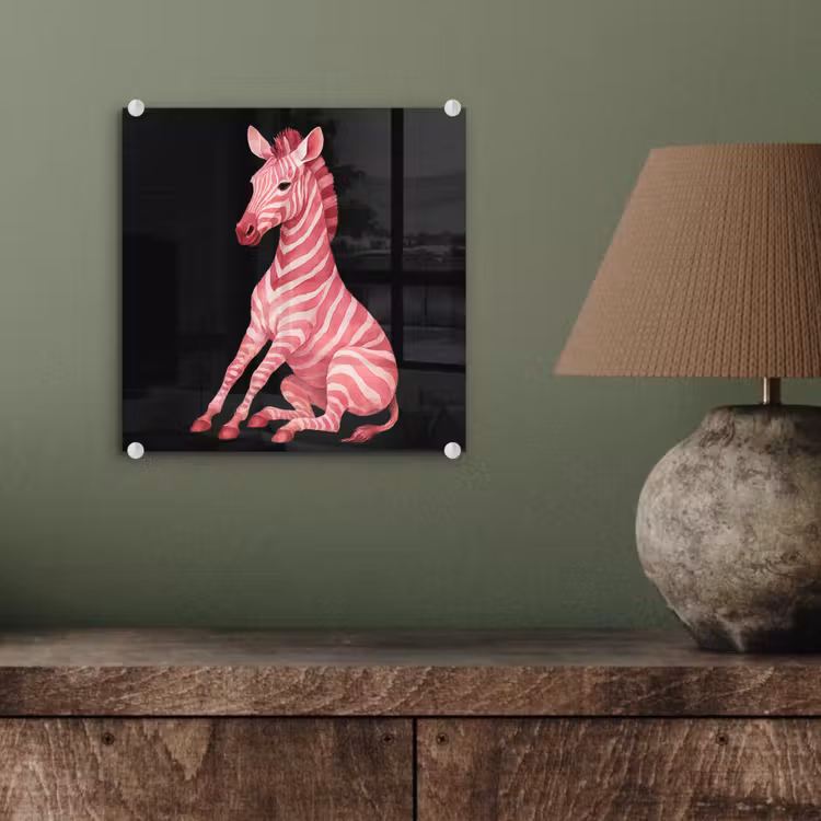 Glasbild - Zebra - Rosa - Gestreift — 3