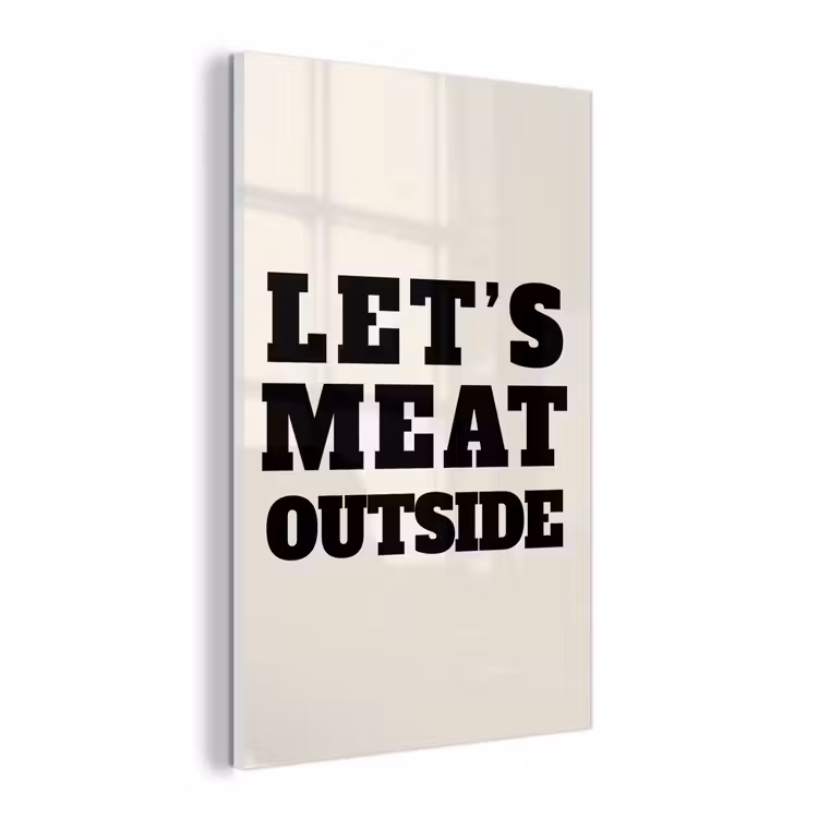 Glasbild - Text - Blockschrift - Schwarz - Fleisch — 1