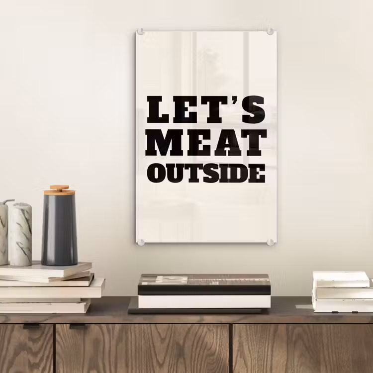 Glasbild - Text - Blockschrift - Schwarz - Fleisch — 2