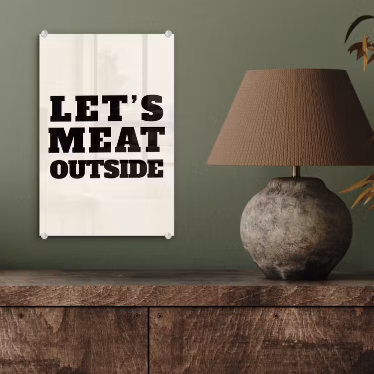 Glasbild - Text - Blockschrift - Schwarz - Fleisch — 3