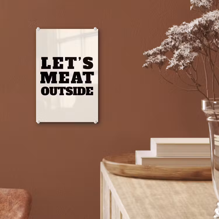 Glasbild - Text - Blockschrift - Schwarz - Fleisch — 5