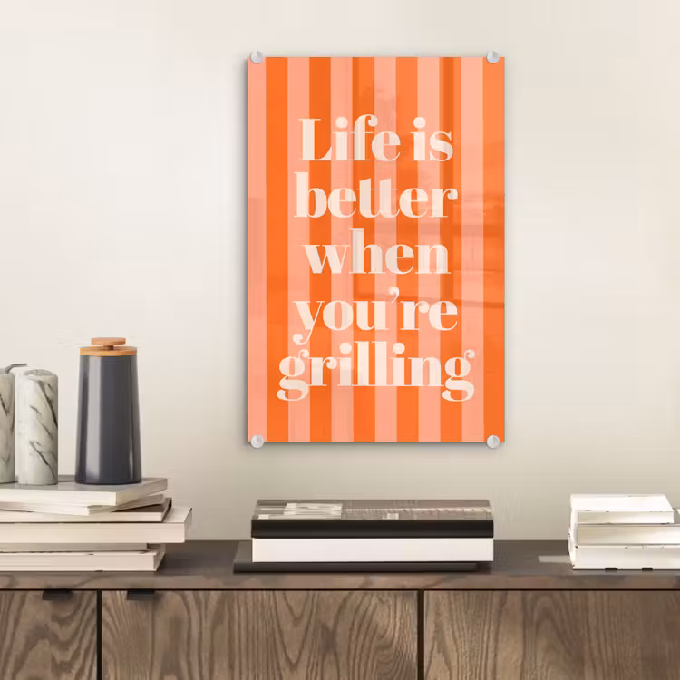 Glasbild - Text - Gestreift - Orange - Sommer — 2