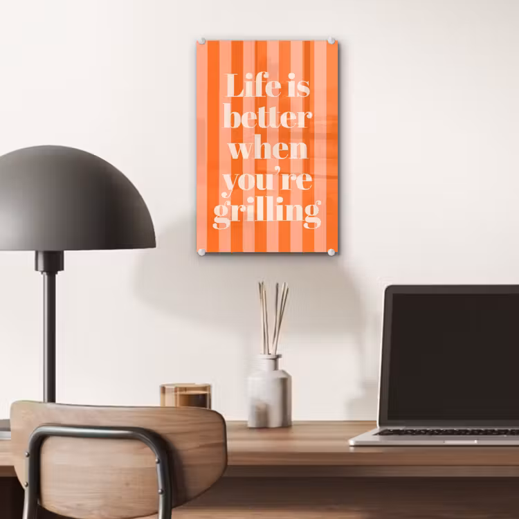 Glasbild - Text - Gestreift - Orange - Sommer — 6