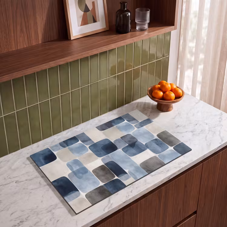 Herdabdeckplatte - Muster - Blau - Quadrate — 3