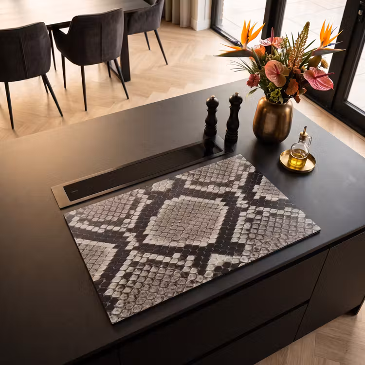 Herdabdeckplatte - Schlangenhaut - Gemustert - Beige — 2