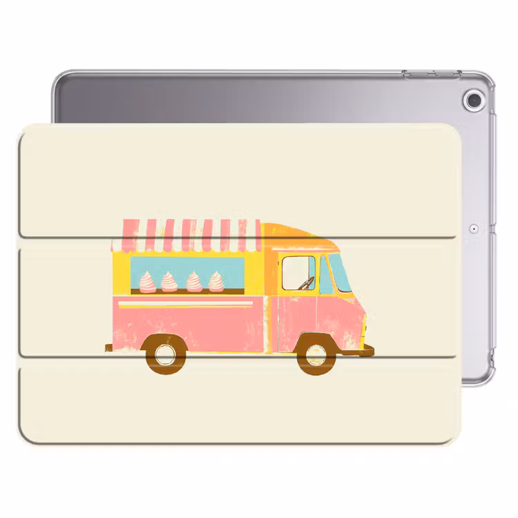 iPad Hülle - Eiscreme-Wagen - Retro - Softeis - Rosa — 1