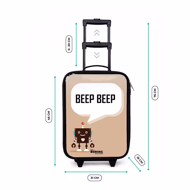 Kinderkoffer - Dunkelbrauner Roboter mit einem Text — 3