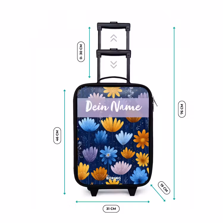 Kinderkoffer mit Name - Blumen - Muster - Blau — 4