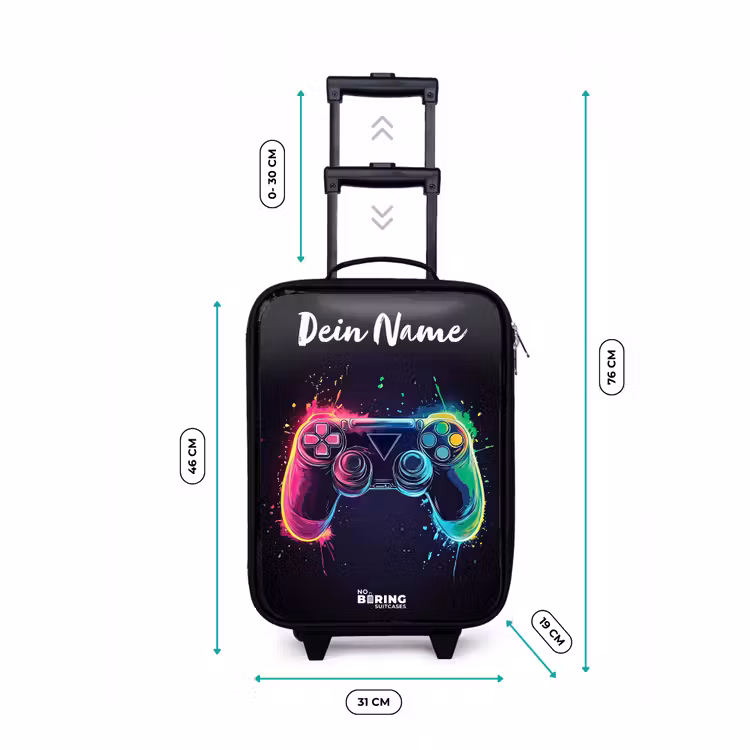Kinderkoffer mit Name - Neon - Controller - Farbspritzer - Spiel — 4