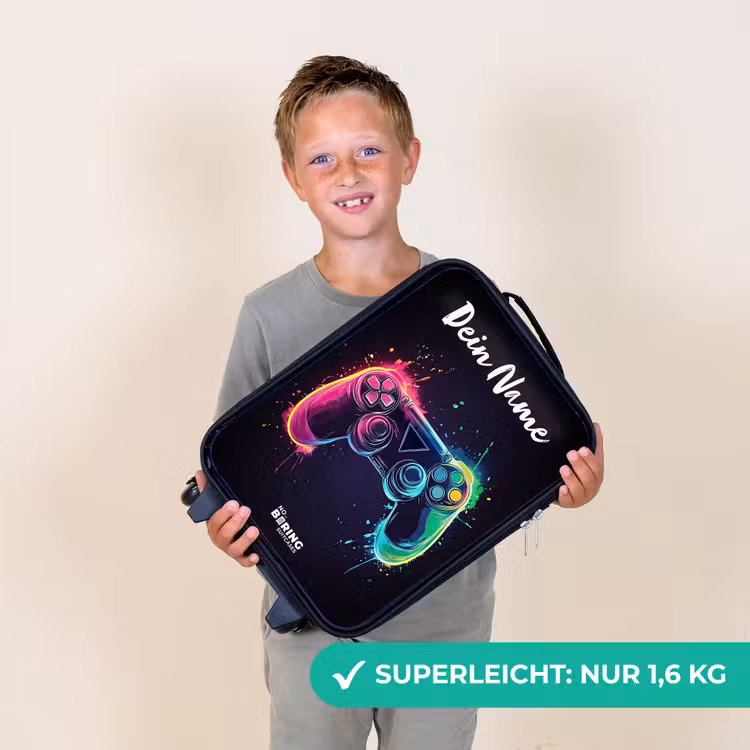 Kinderkoffer mit Name - Neon - Controller - Farbspritzer - Spiel — 7