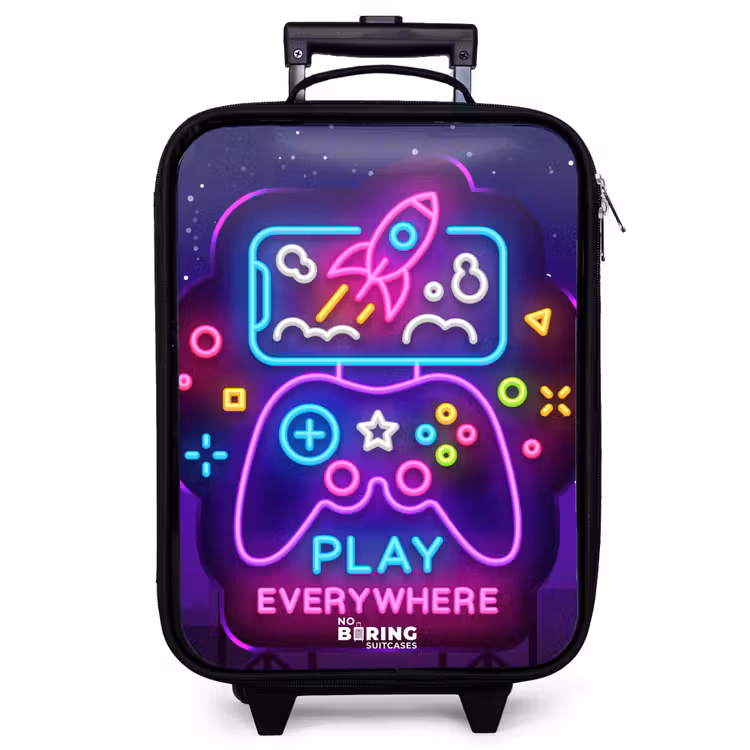 Kinderkoffer - Neon-Illustration mit einem Controller — 1