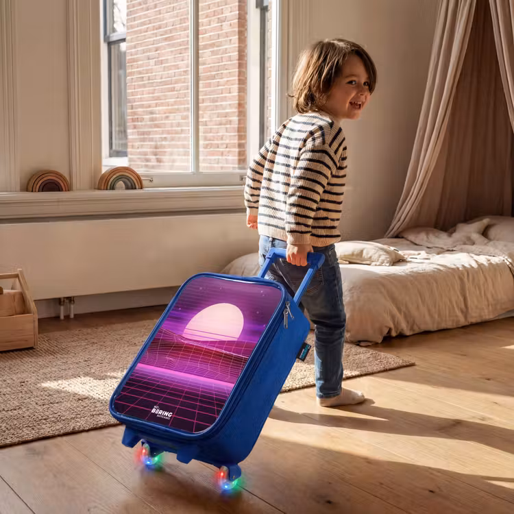 Kinderkoffer – Blau – Gitternetzlandschaft mit Sonne — 3