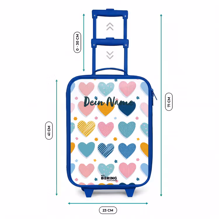 Kinderkoffer – Blau – Herz-Muster — 6