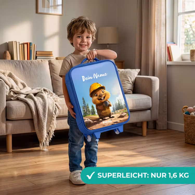 Kinderkoffer Blau mit Name - Billy Bauhelm — 2