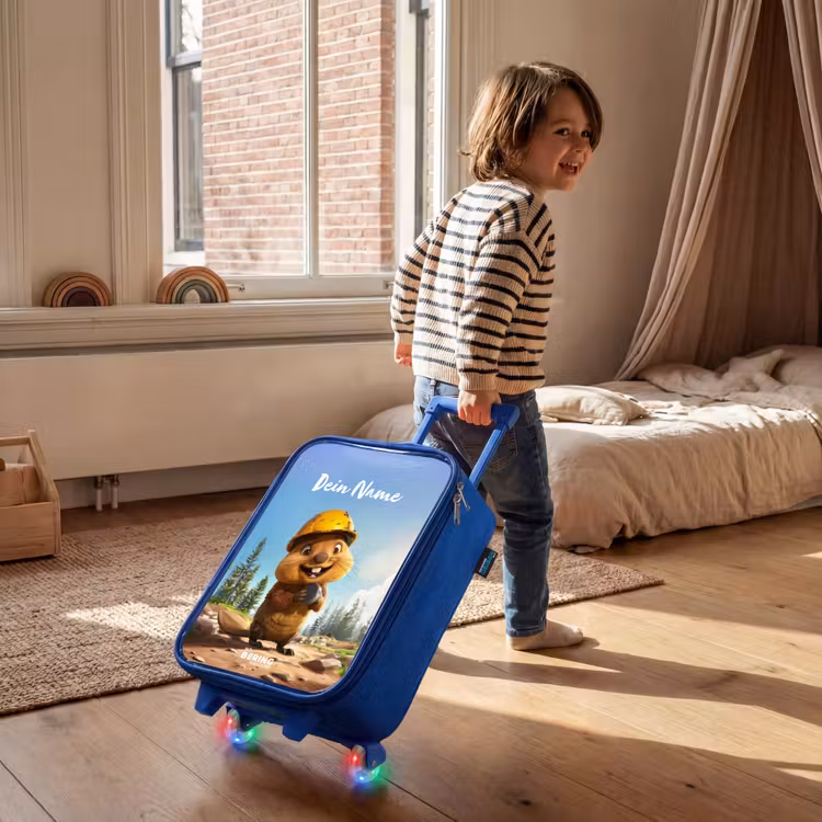 Kinderkoffer Blau mit Name - Billy Bauhelm — 3