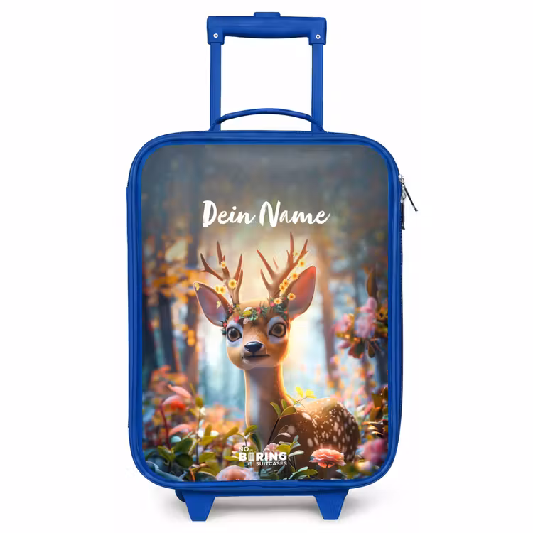 Kinderkoffer Blau mit Name - Bo Blumengeweih — 1
