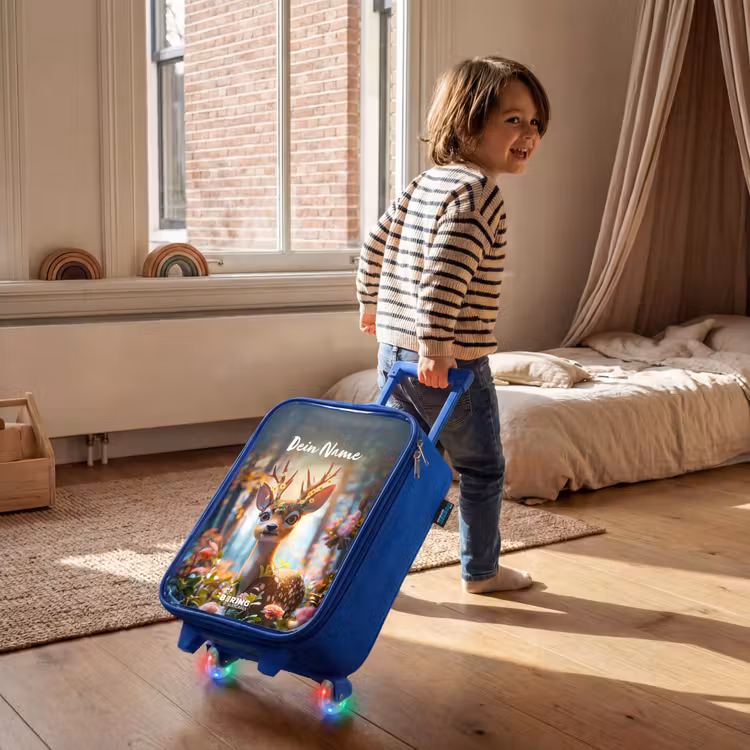 Kinderkoffer Blau mit Name - Bo Blumengeweih — 3