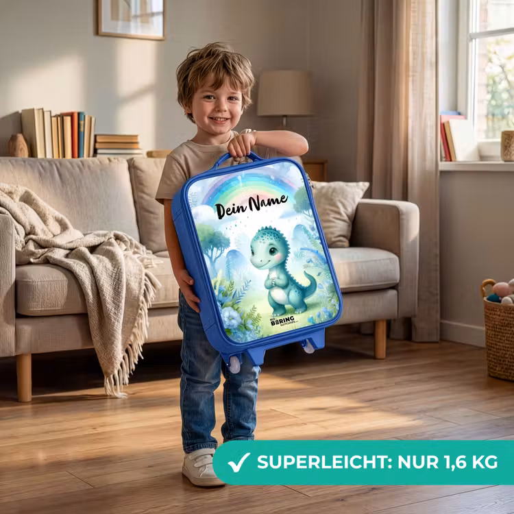 Kinderkoffer Blau mit Name - Daantje Dino — 2