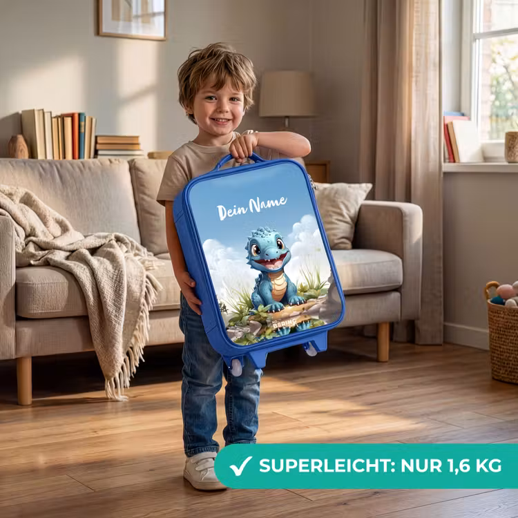 Kinderkoffer Blau mit Name - Darius Dino — 2