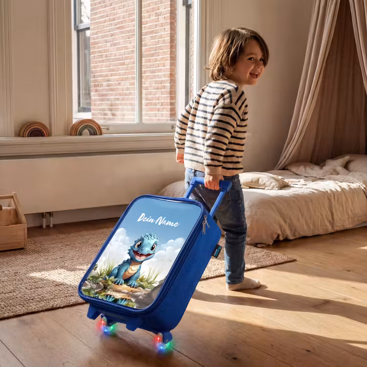 Kinderkoffer Blau mit Name - Darius Dino — 3