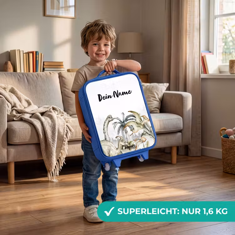 Kinderkoffer Blau mit Name - Dino-Dschungel — 2
