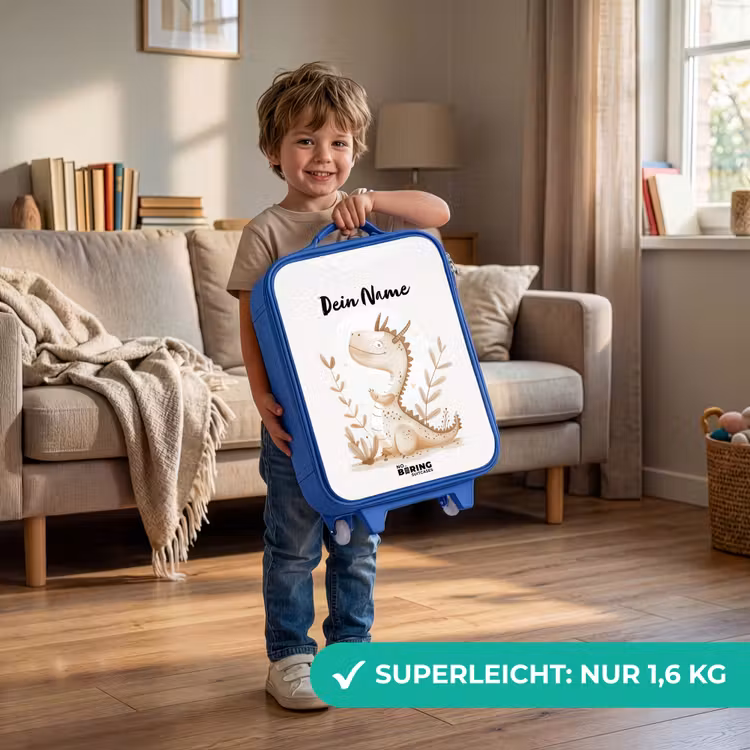 Kinderkoffer Blau mit Name - Dobby-Drache — 2