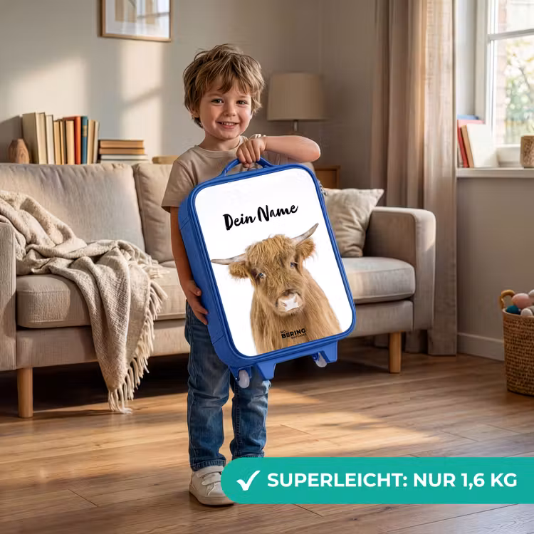 Kinderkoffer Blau mit Name - Halbe Hooglander — 2