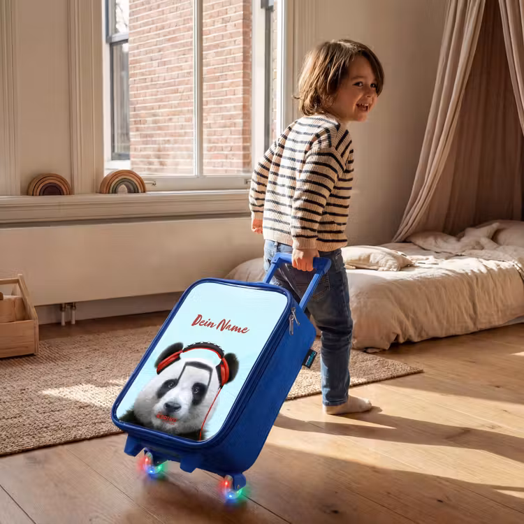 Kinderkoffer Blau mit Name - Kees der Panda — 3