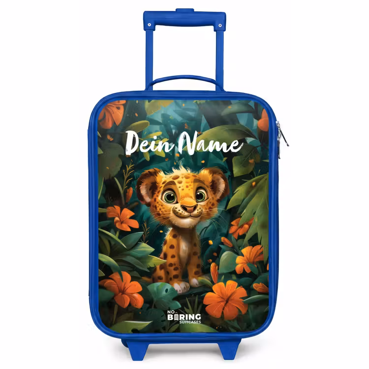 Kinderkoffer Blau mit Name - Liam Leopard — 1