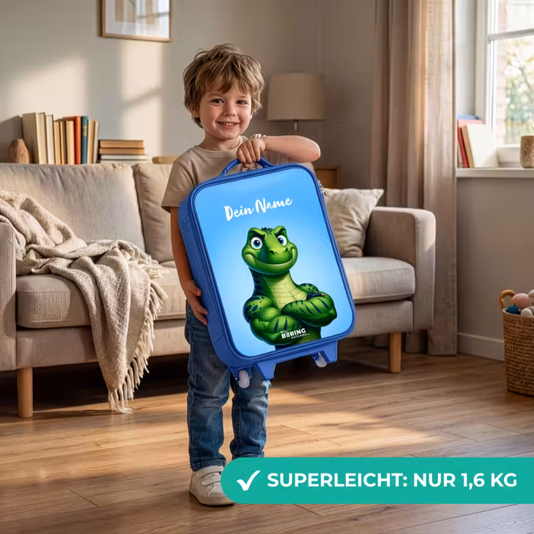 Kinderkoffer Blau mit Name - Muskelsaurus — 2