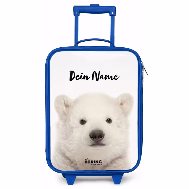 Kinderkoffer Blau mit Name - Niedlicher Eisbär — 1