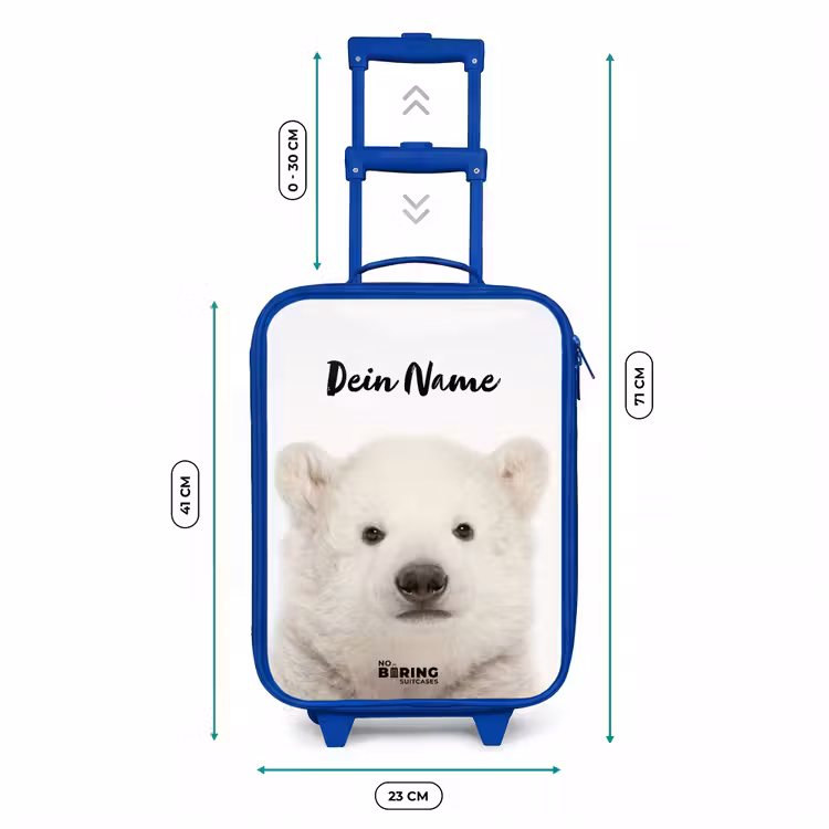 Kinderkoffer Blau mit Name - Niedlicher Eisbär — 6