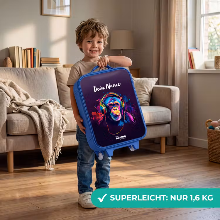 Kinderkoffer Blau mit Name - Pavian Beats — 2