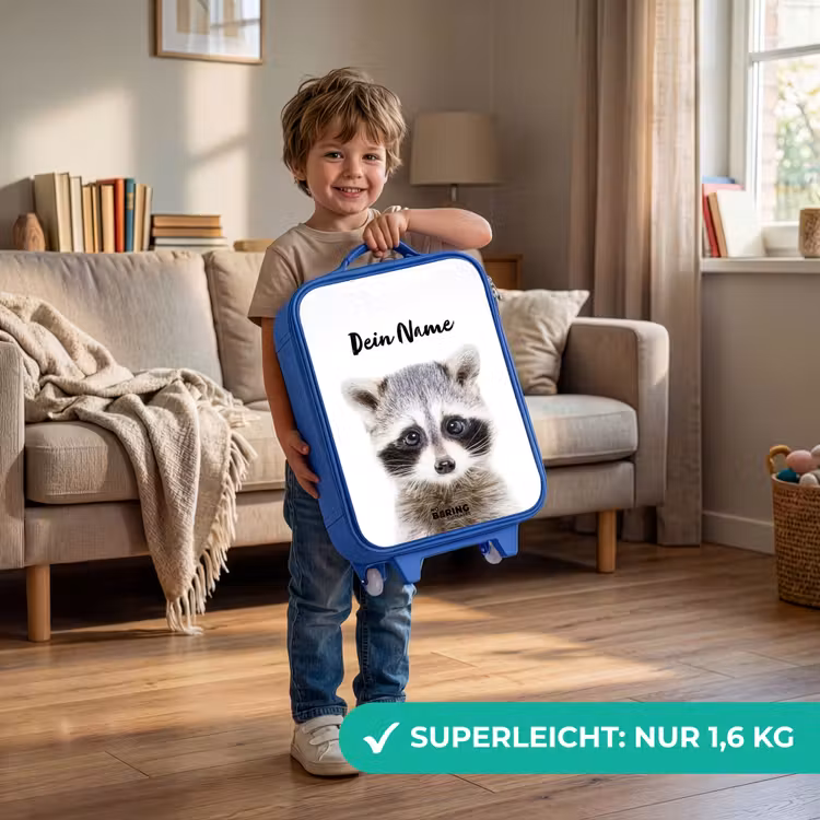 Kinderkoffer Blau mit Name - Rachid Waschbär — 2
