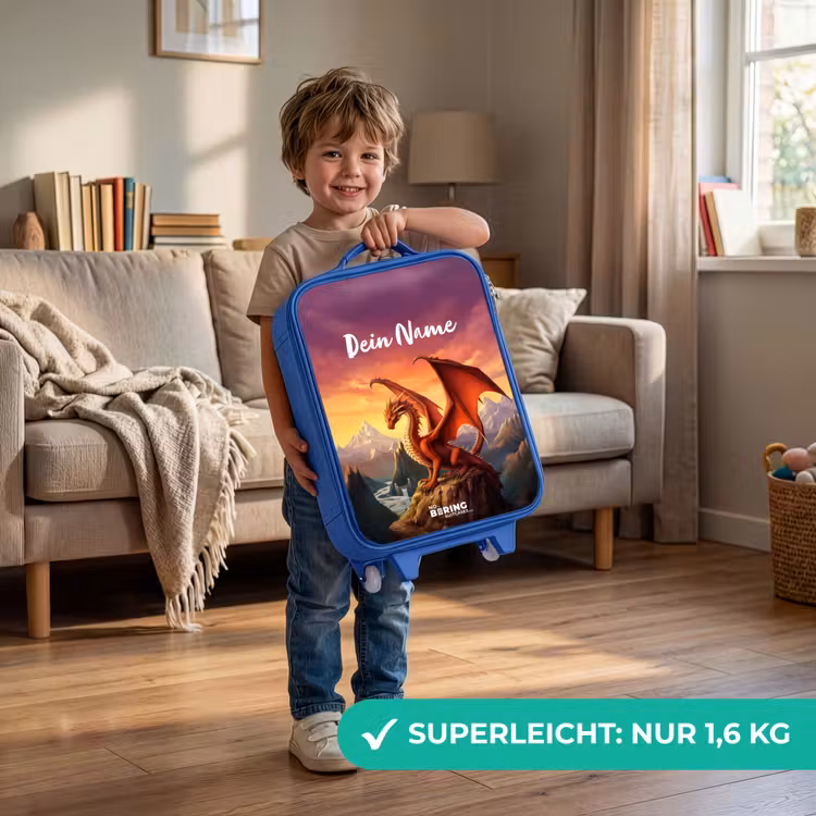 Kinderkoffer Blau mit Name - Roter Riesendrache — 2