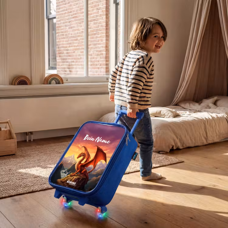 Kinderkoffer Blau mit Name - Roter Riesendrache — 3
