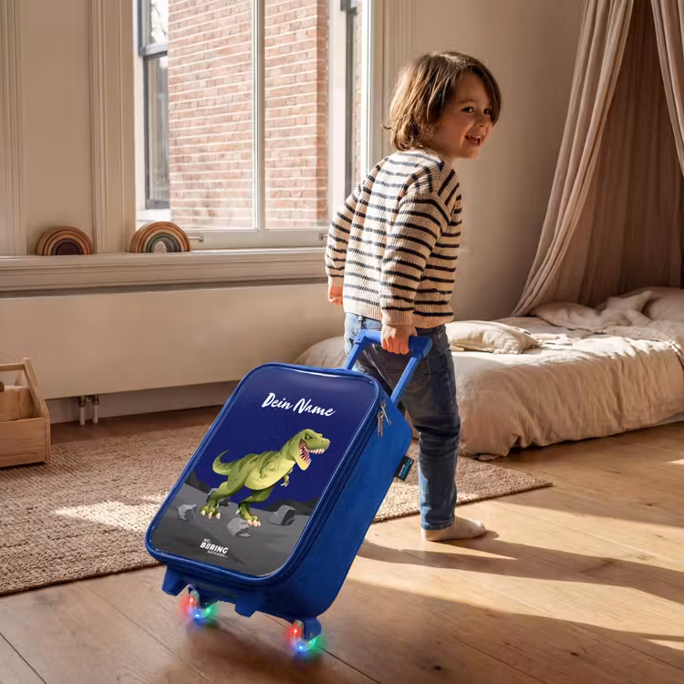 Kinderkoffer Blau mit Name - Tjibbe T-Rex — 3