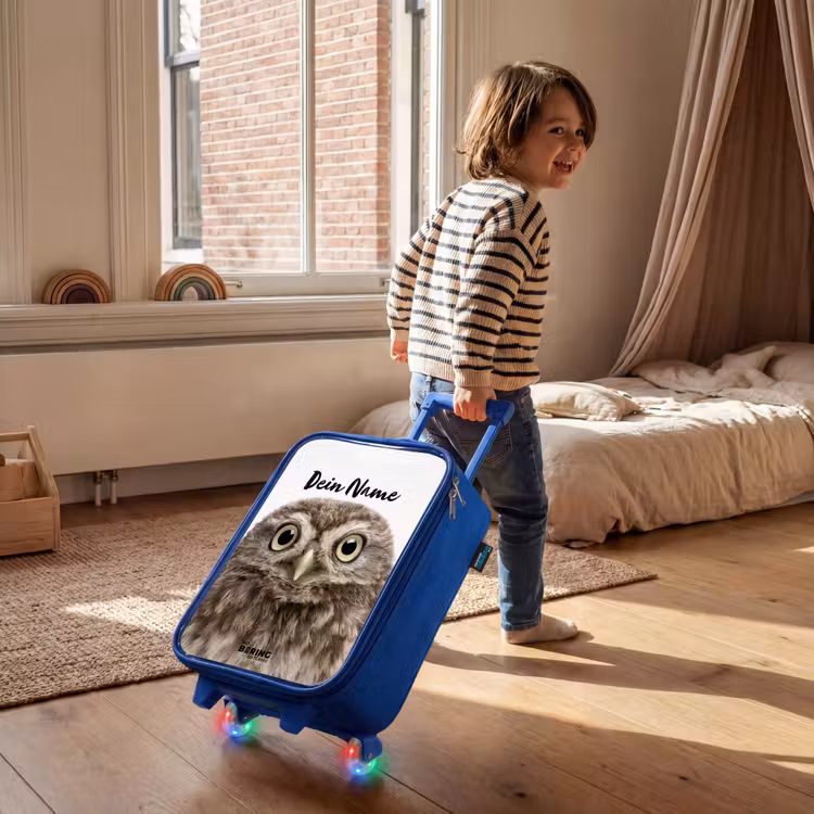 Kinderkoffer Blau mit Name - Ulke Eule — 3