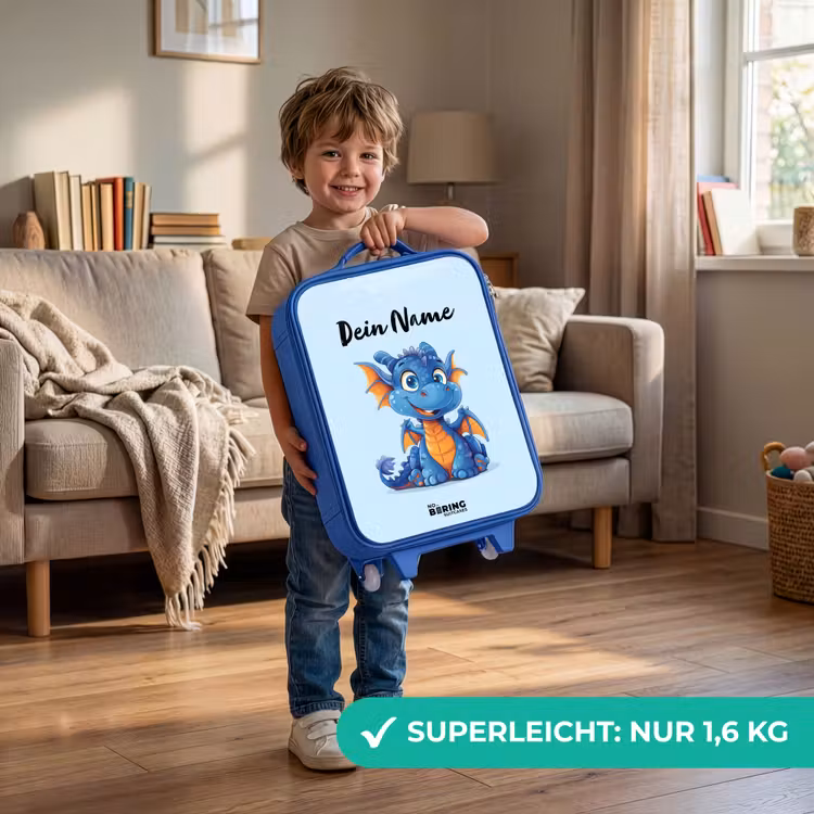 Kinderkoffer Blau mit Name - Zwergdrache — 2