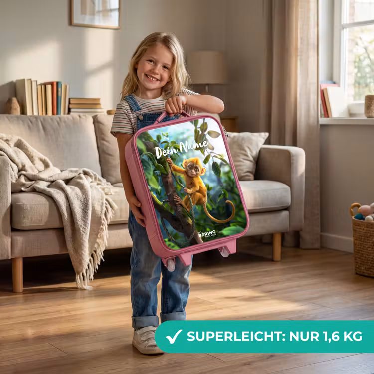 Kinderkoffer Rosa mit Name - Alex Affe — 2