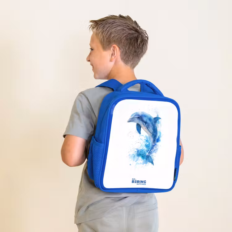 Kinderrucksack - Blau - Springender blauer Delfin — 6