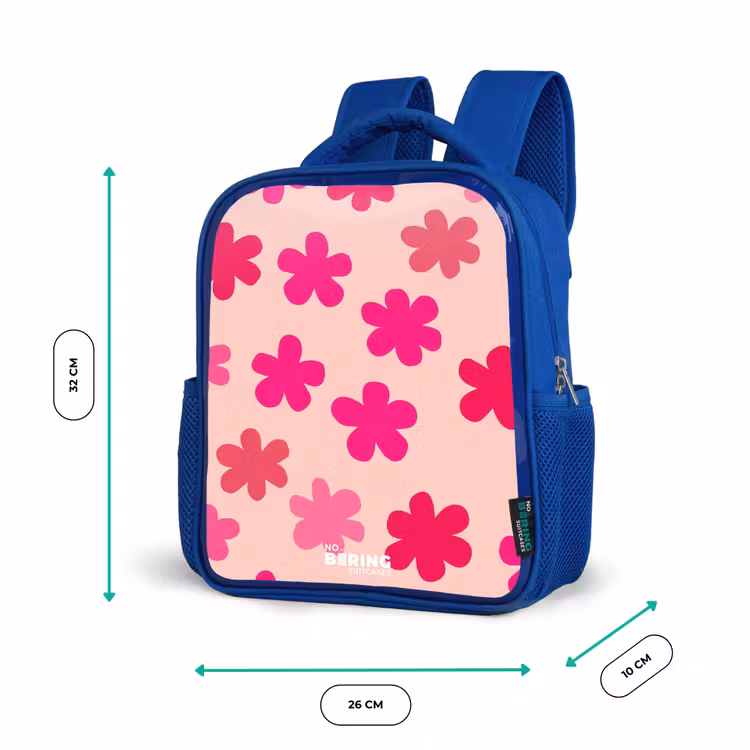 Kinderrucksack - Blau - Rosa Blumen — 5