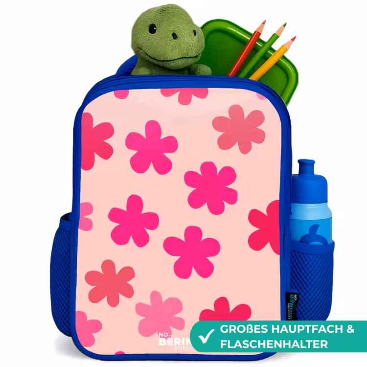 Kinderrucksack - Blau - Rosa Blumen — 7