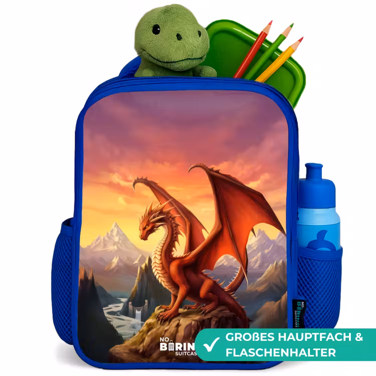 Kinderrucksack - Blau - Roter Riesendrache — 7