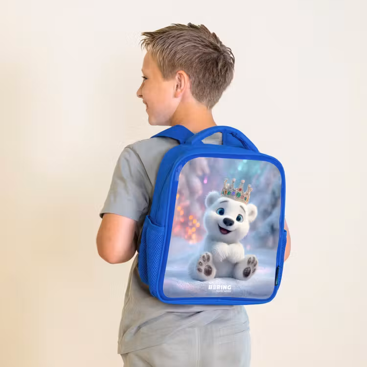 Kinderrucksack - Blau - Eisbär - Krone - Winter — 6