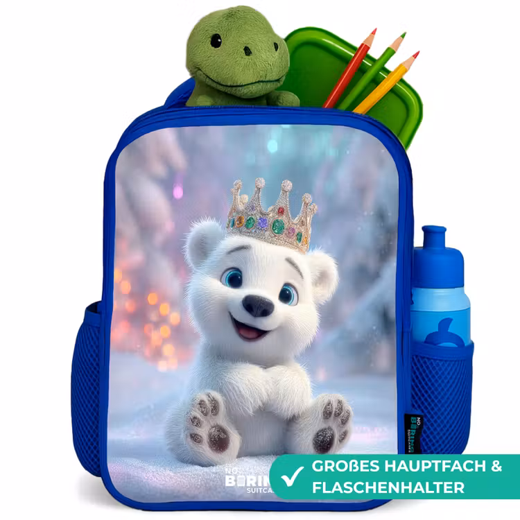 Kinderrucksack - Blau - Eisbär - Krone - Winter — 7